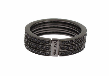 Nialaya Black Rhodium Silver Crystal Ring