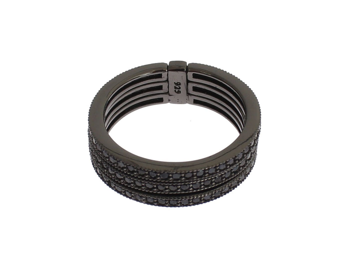 Nialaya Black Rhodium Silver Crystal Ring