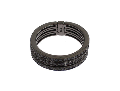 Nialaya Black Rhodium Silver Crystal Ring