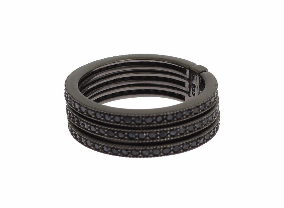 Nialaya Black Rhodium Silver Crystal Ring