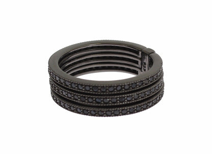 Nialaya Black Rhodium Silver Crystal Ring