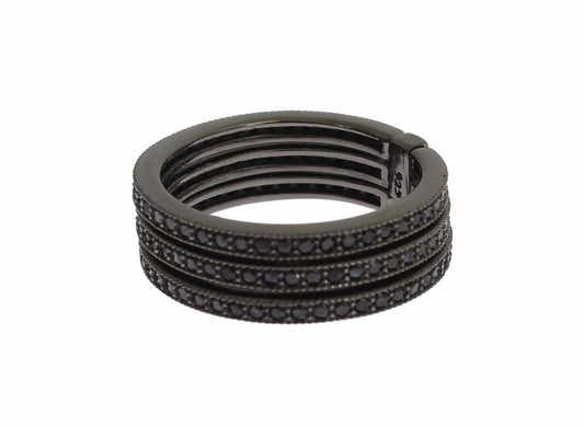 Nialaya Black Rhodium Silver Crystal Ring