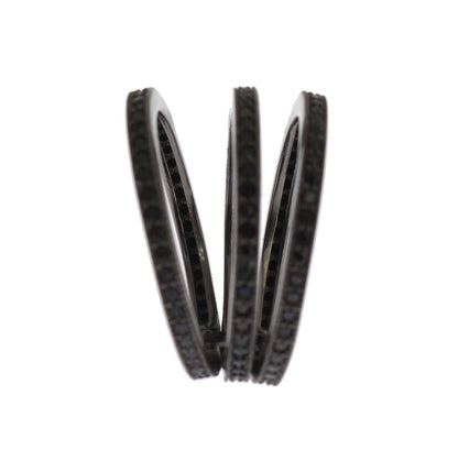 Nialaya Black Rhodium Silver Crystal Ring
