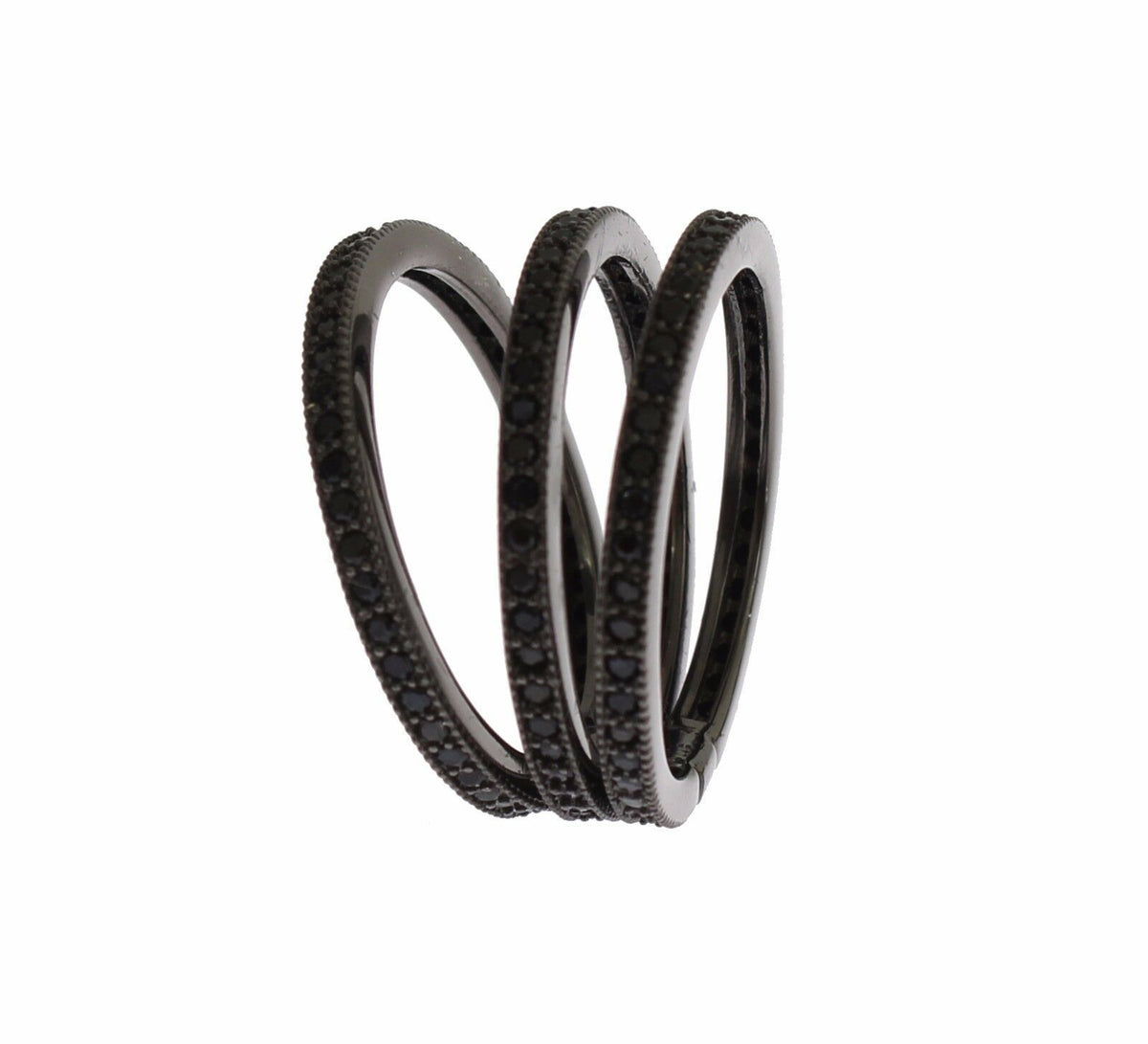 Nialaya Black Rhodium Silver Crystal Ring