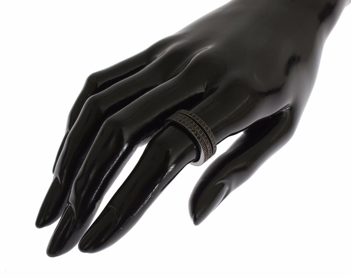 Nialaya Black Rhodium Silver Crystal Ring