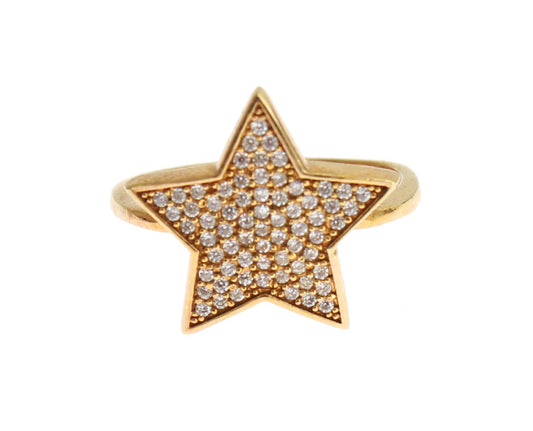  - Elegant Gold-Plated Sterling Silver Ring with CZ Crystals