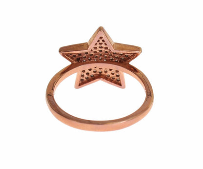  - Dazzling Pink Gold Plated Sterling Silver CZ Ring