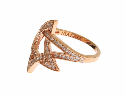  - Pink Gold Plated Silver CZ Crystal Ring