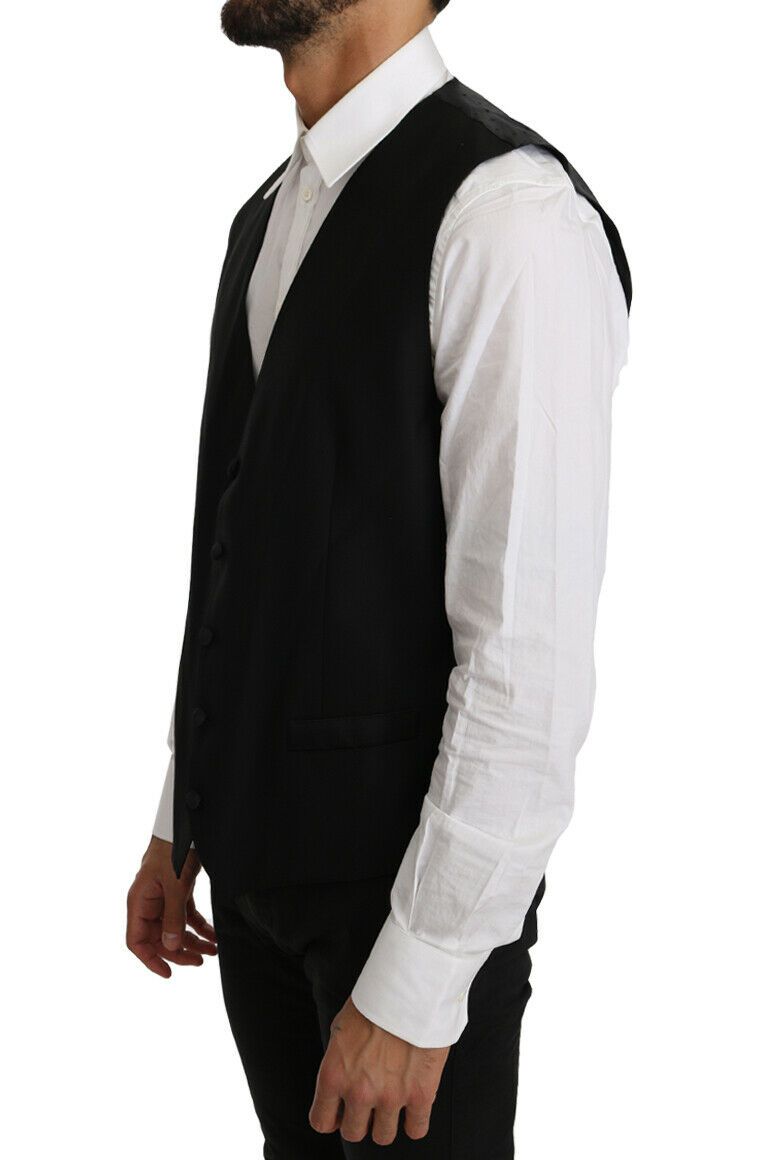  - Elegant Black Formal Wool Blend Vest