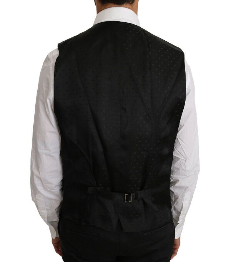  - Elegant Black Formal Wool Blend Vest