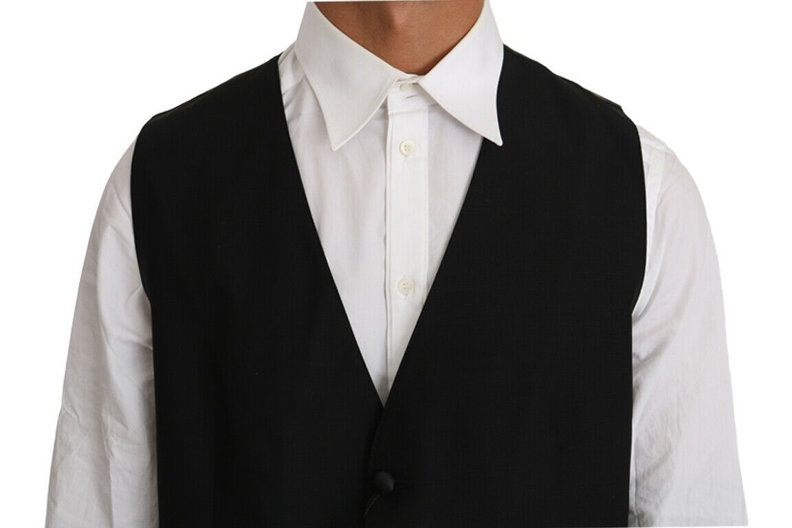  - Elegant Black Formal Wool Blend Vest