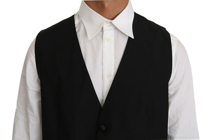  - Elegant Black Formal Wool Blend Vest