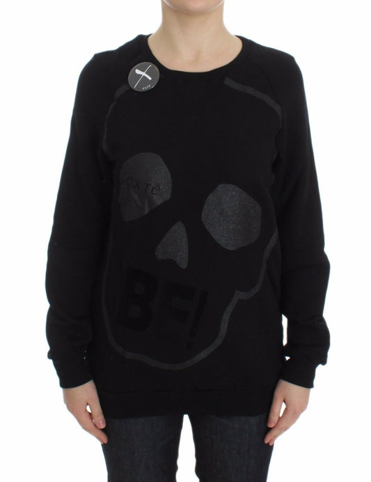  - Chic Skull Motif Crew-Neck Cotton Sweater