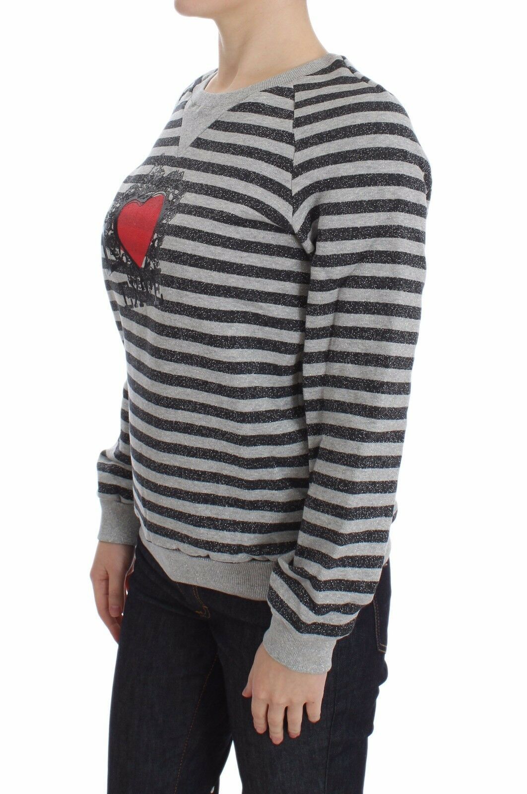  - Chic Gray Striped Crew-Neck Sweater