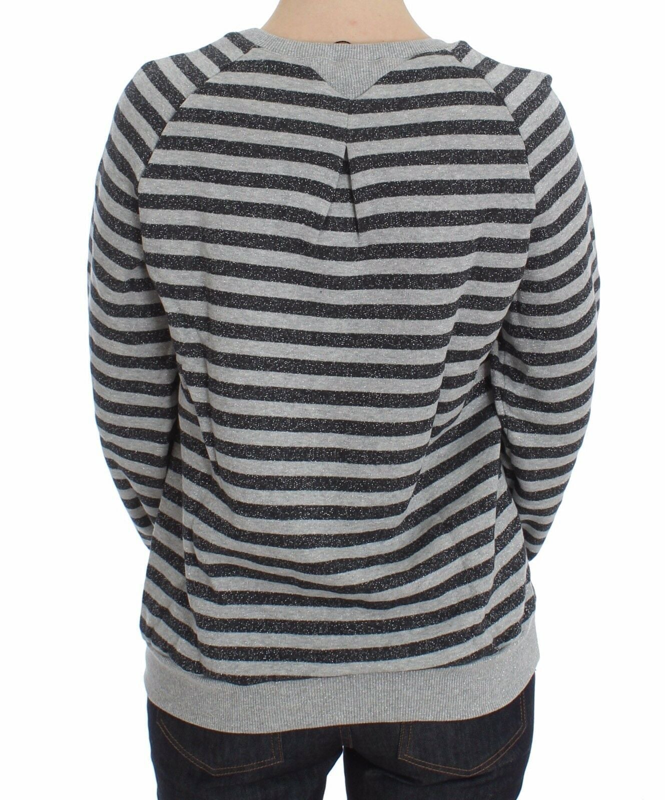  - Chic Gray Striped Crew-Neck Sweater