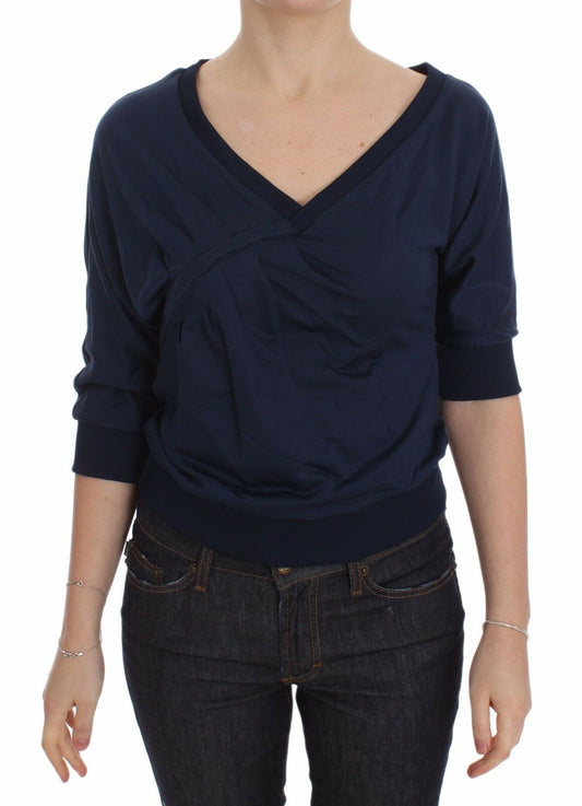  - Elegant Deep V-Neck Sweater in Blue