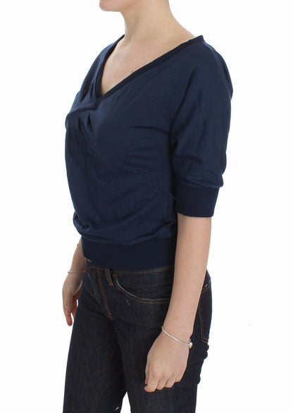  - Elegant Deep V-Neck Sweater in Blue