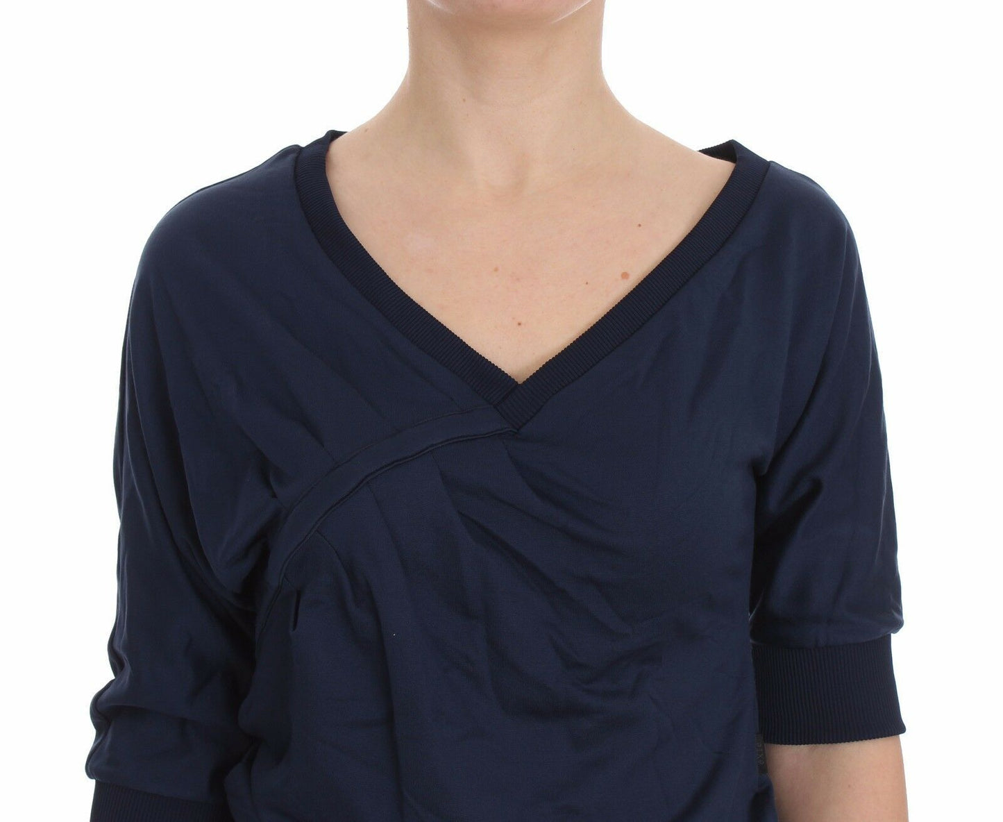  - Elegant Deep V-Neck Sweater in Blue