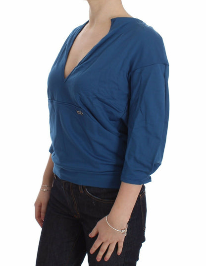  - Elegant Deep V-Neck Sweater in Blue