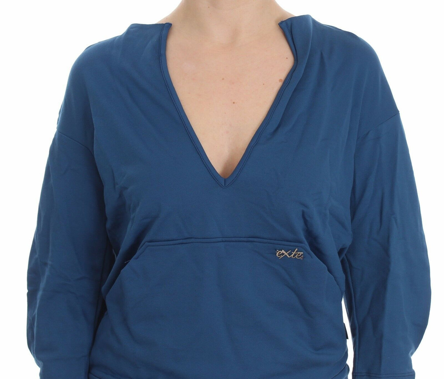  - Elegant Deep V-Neck Sweater in Blue