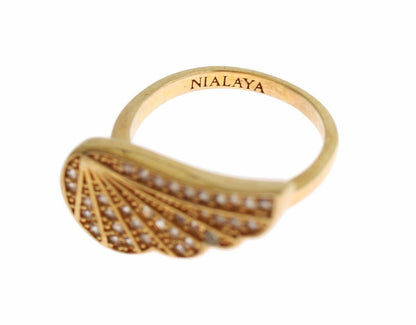  - Glamorous Gold Plated Crystal Ring