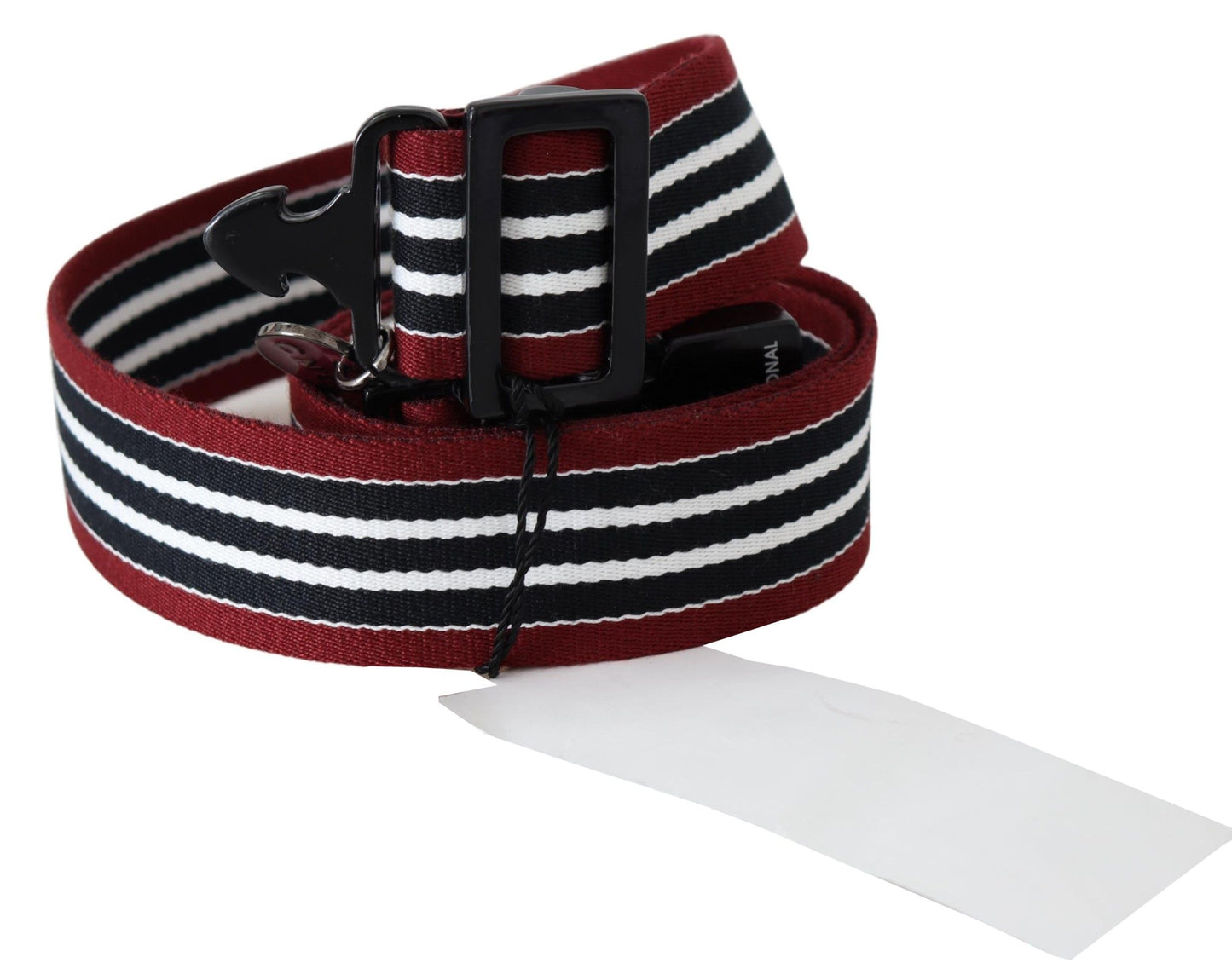  - Striped Leather Fashion Belt in Black & Red