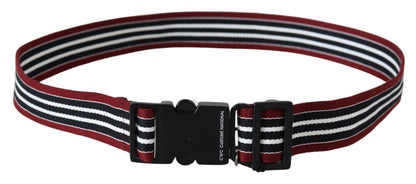  - Striped Leather Fashion Belt in Black & Red