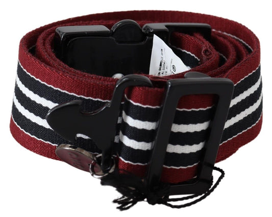  - Striped Leather Fashion Belt in Black & Red