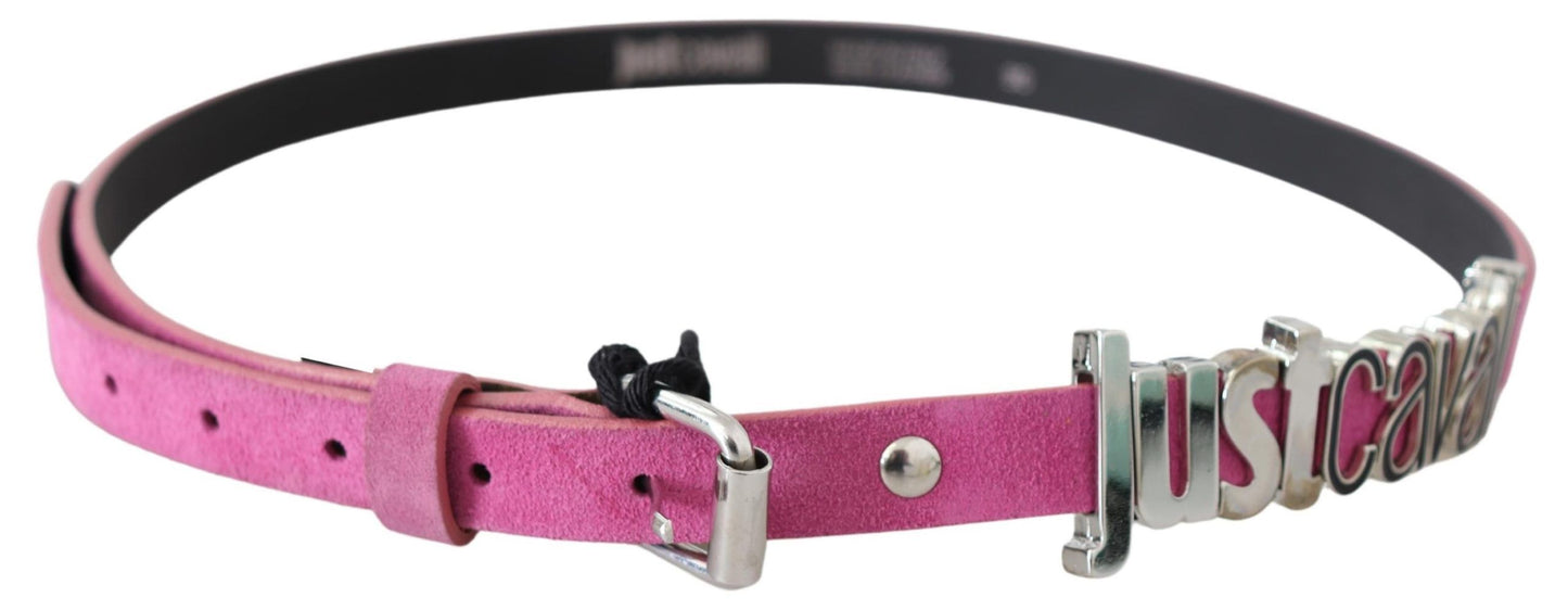  - Fuschia Pink Leather Waist Belt