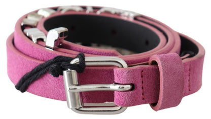  - Fuschia Pink Leather Waist Belt