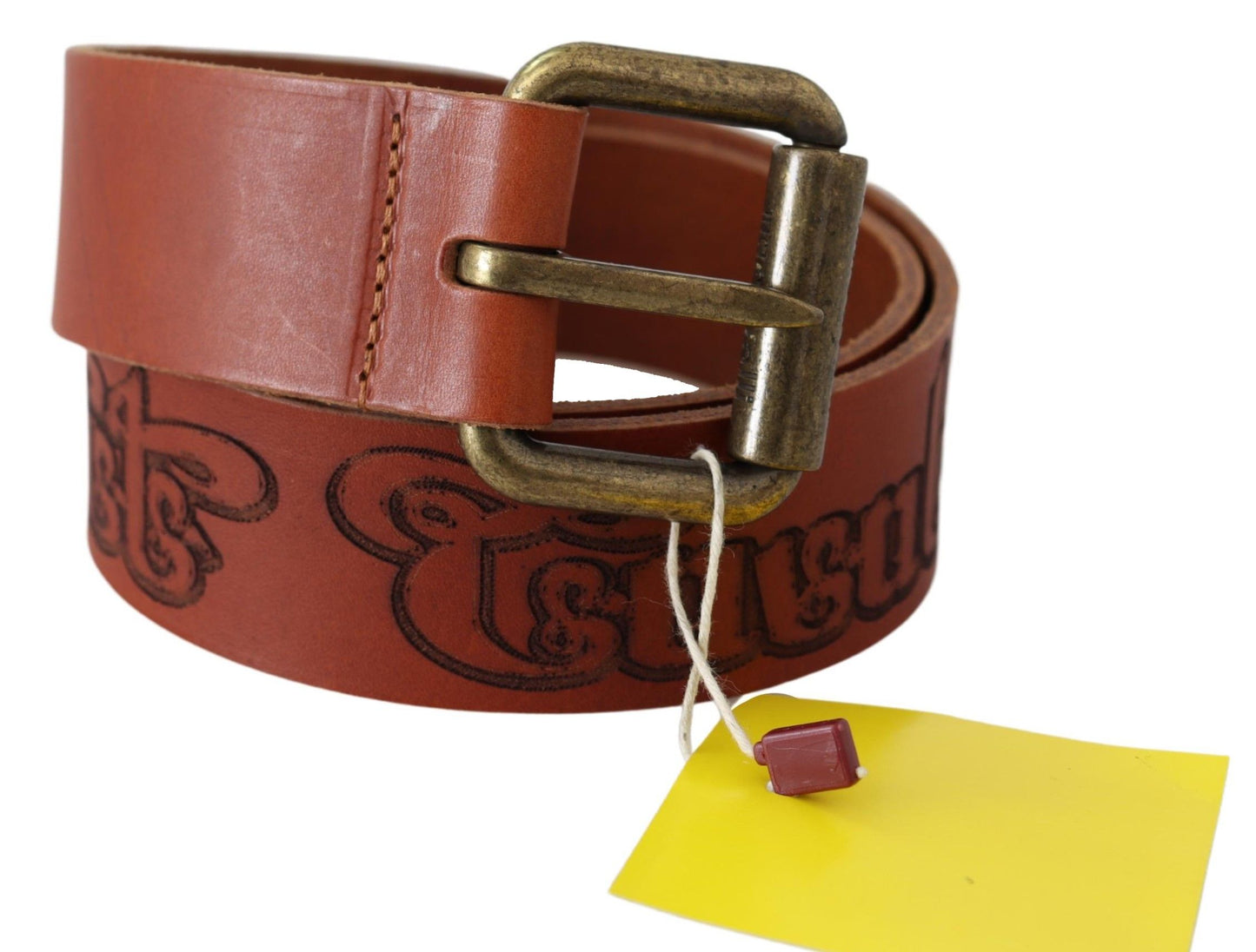  - Chic Brown Leather Logo Waist Belt