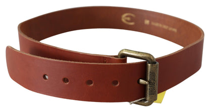  - Chic Brown Leather Logo Waist Belt