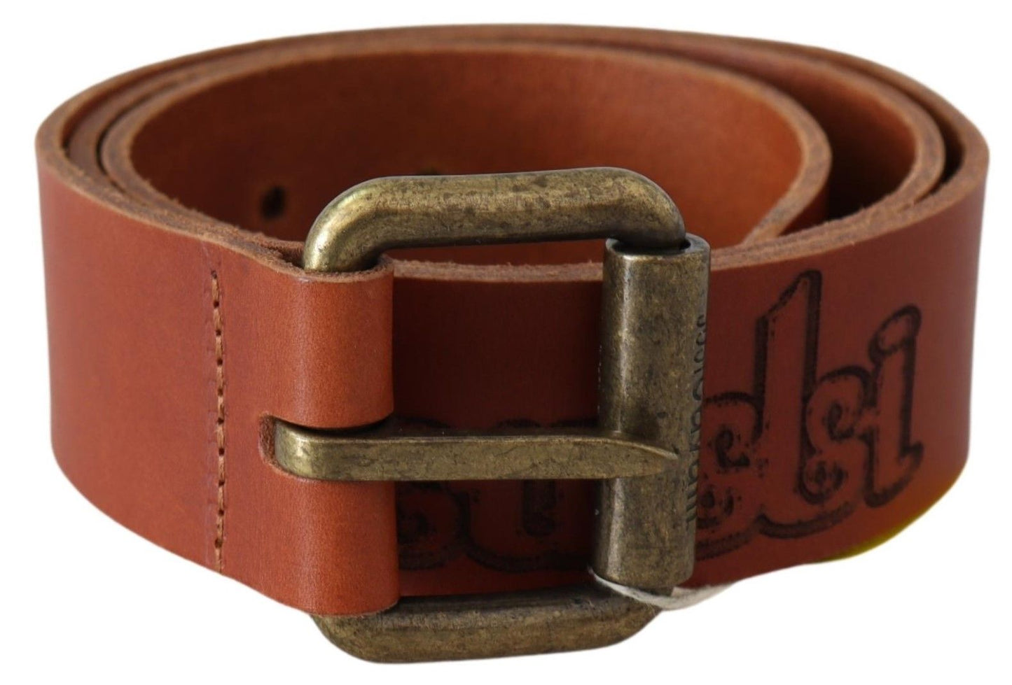  - Chic Brown Leather Logo Waist Belt