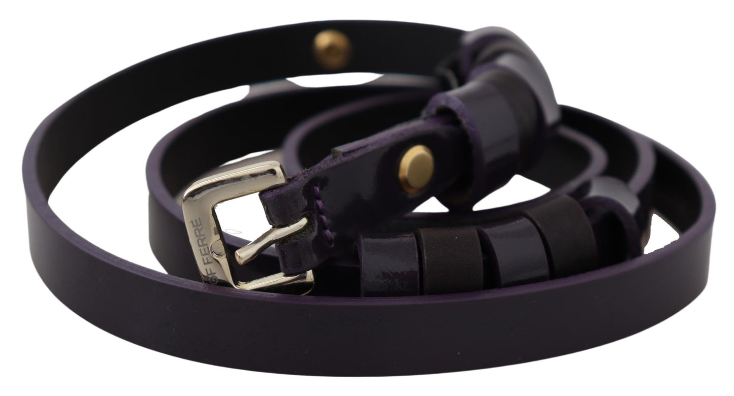  - Chic Black Leather Belt with Chrome Silver Tone Buckle