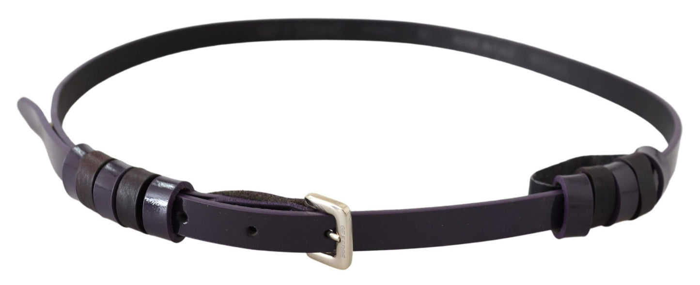  - Chic Black Leather Belt with Chrome Silver Tone Buckle