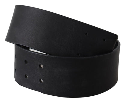  - Elegant Solid Black Leather Belt