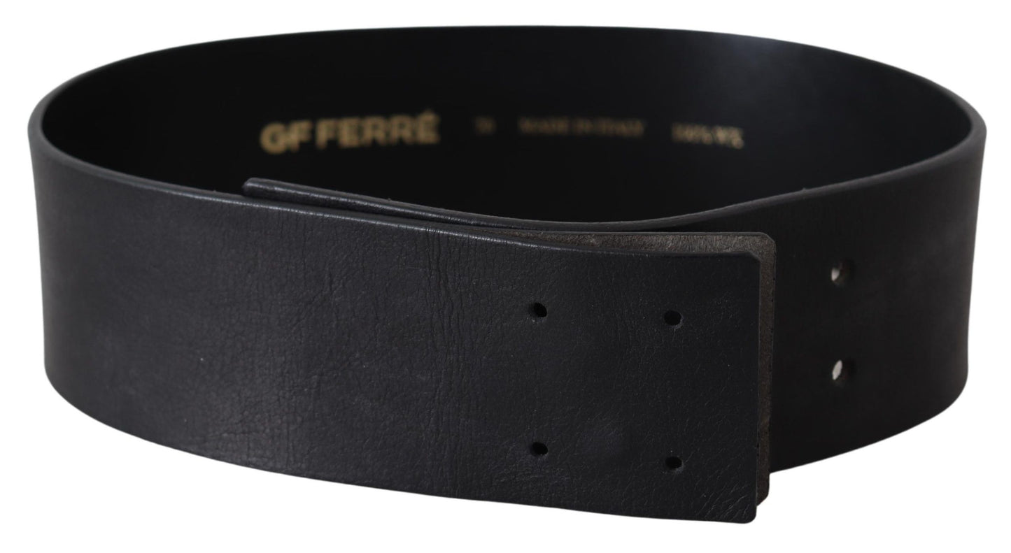  - Elegant Solid Black Leather Belt