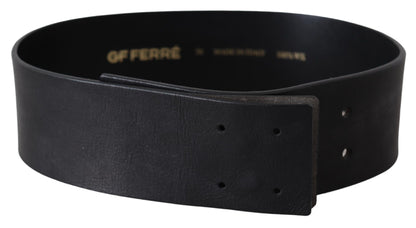  - Elegant Solid Black Leather Belt