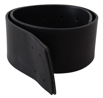  - Elegant Solid Black Leather Belt