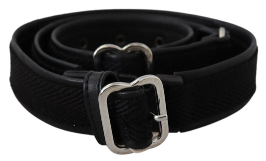  - Chic Black Leather Waist Belt with Chrome Buckle