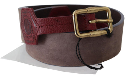  - Elegant Brown Leather Belt with Gold Buckle