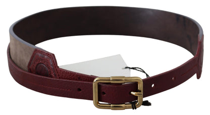  - Elegant Brown Leather Belt with Gold Buckle