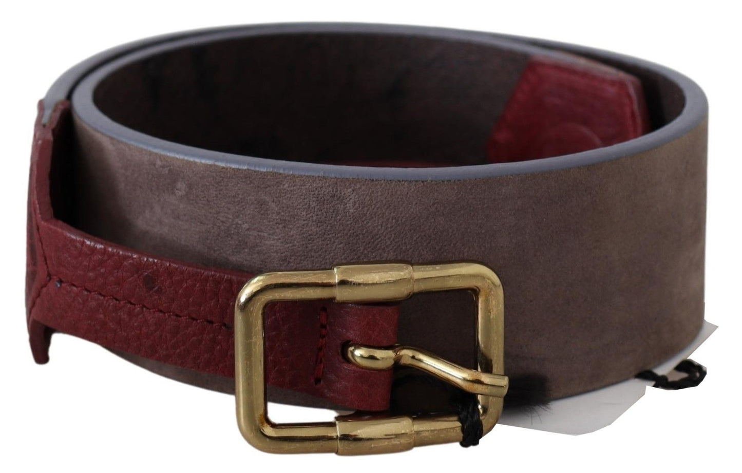  - Elegant Brown Leather Belt with Gold Buckle