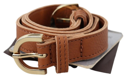  - Elegant Brown Leather Double Buckle Belt