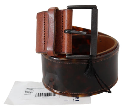  - Elegant Dark Brown Leather Belt with Vintage Buckle