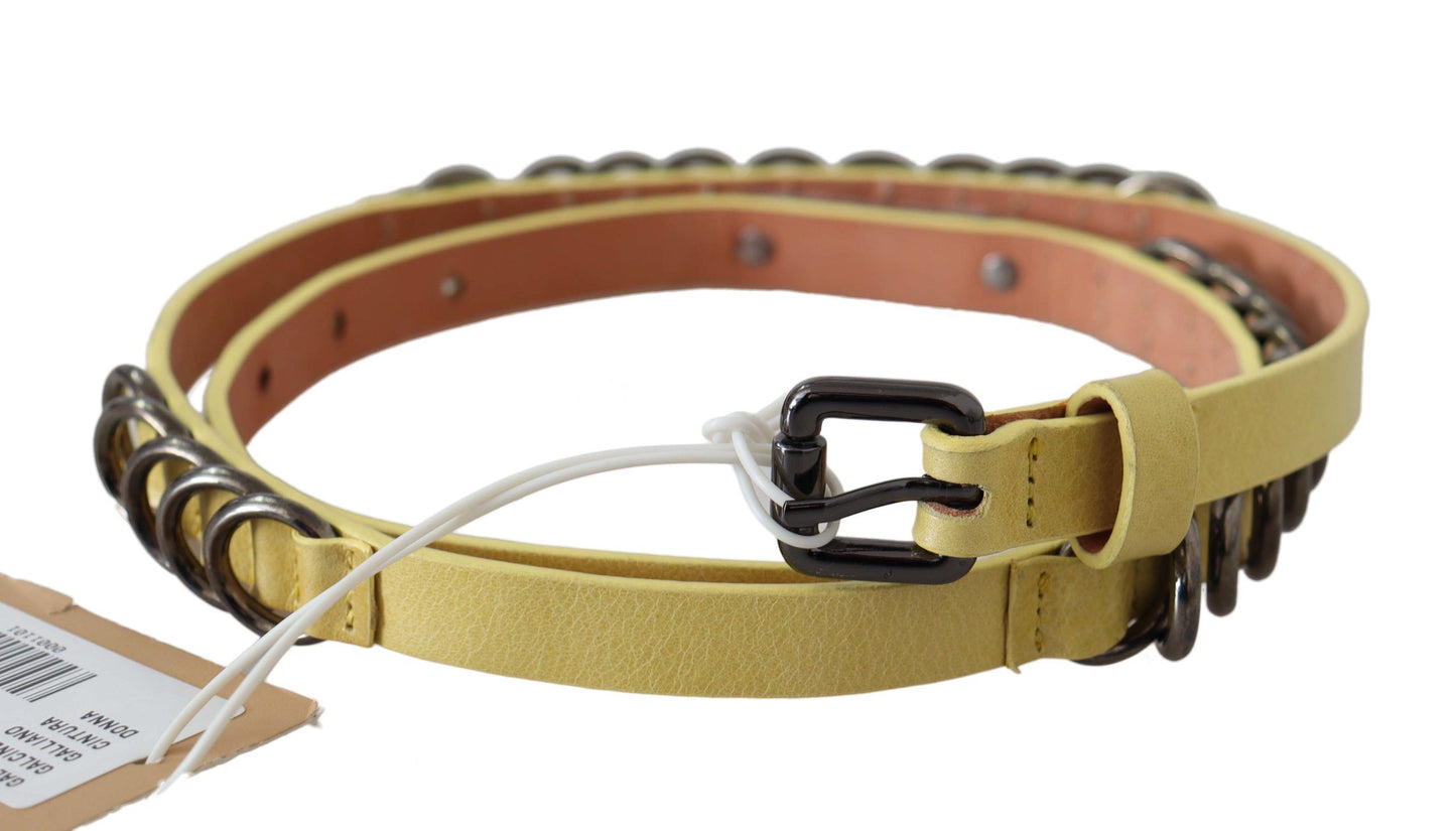  - Chic Yellow Leather Skinny Belt