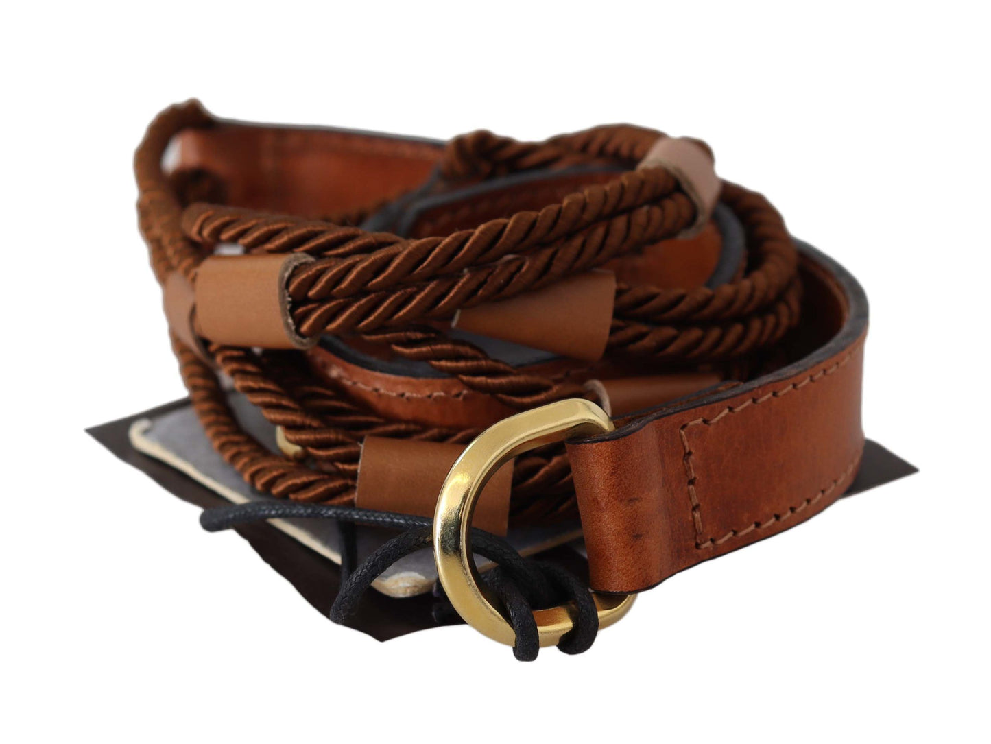  - Elegant Braided Leather Belt in Dark Brown