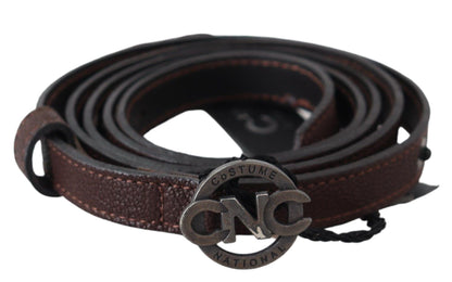  - Elegant Brown Leather Belt with Rustic Hardware