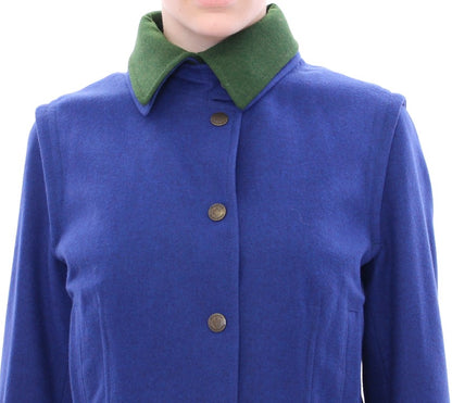  - Elegant Blue Wool Jacket with Removable Collar