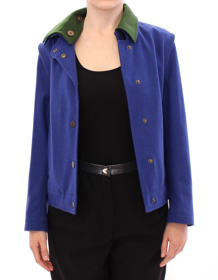  - Elegant Blue Wool Jacket with Removable Collar